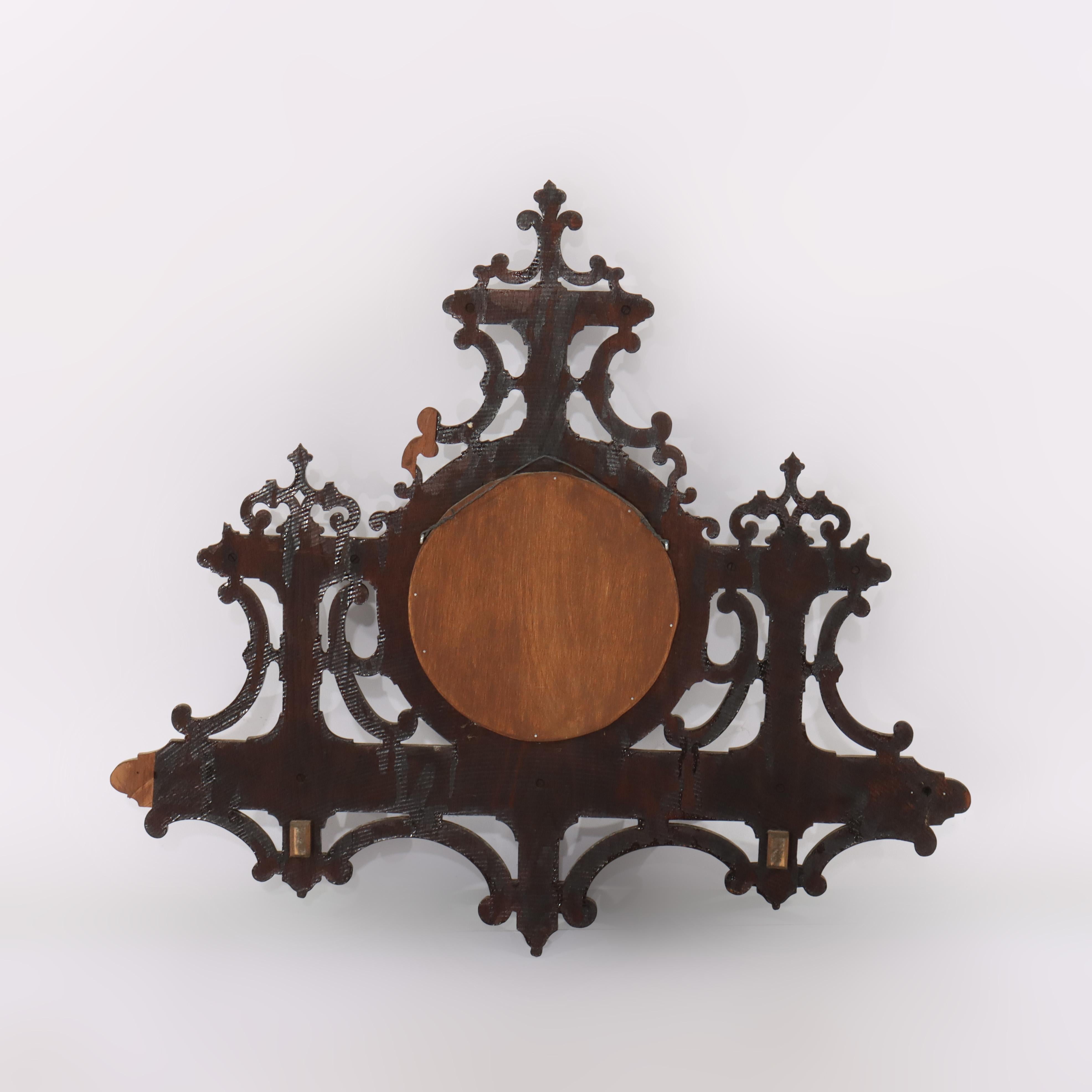 Antique Victorian Walnut Hanging Hall Mirror With Four Shelves c1890 For Sale 2
