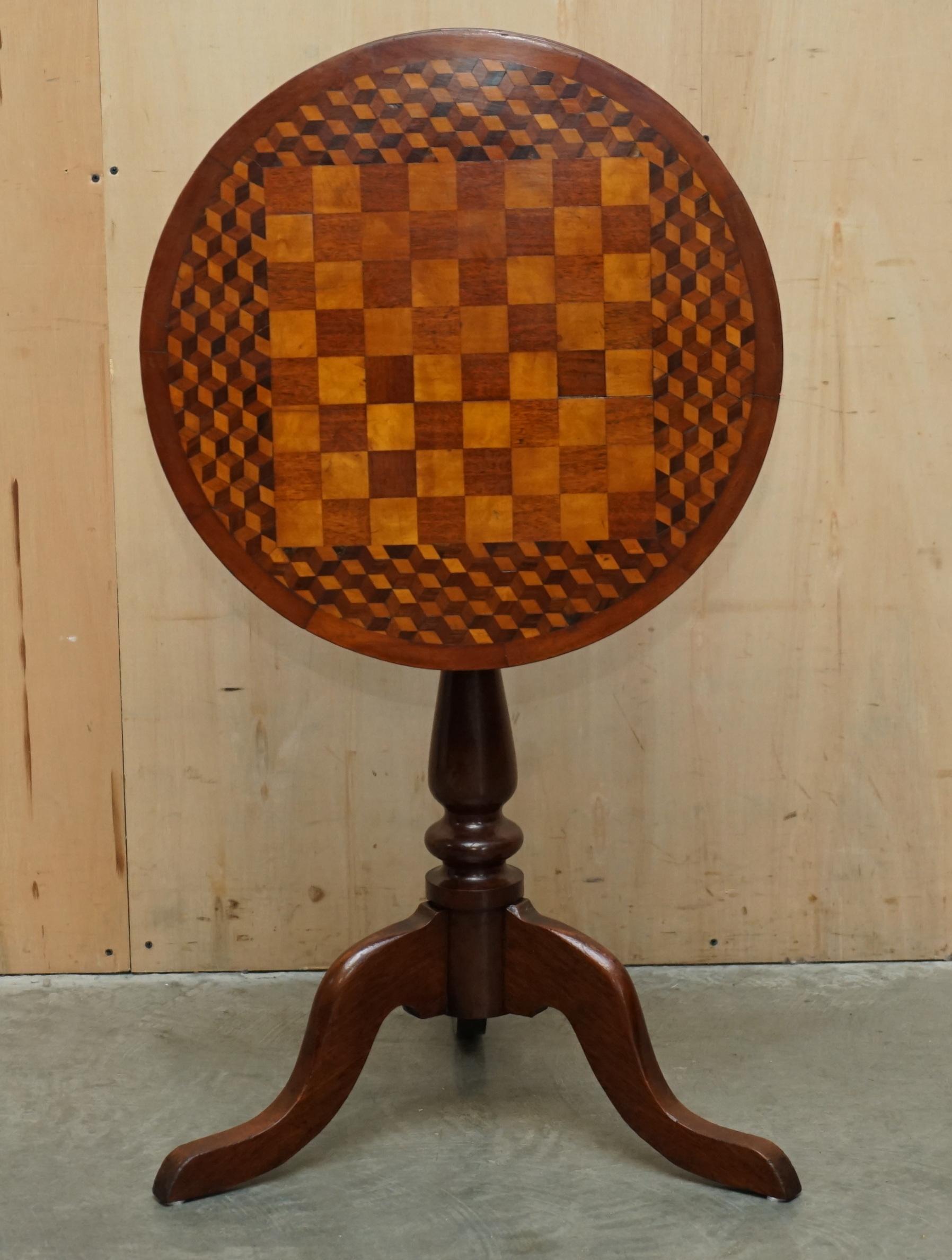 ANTIQUE ViCTORIAN WALNUT & HARDWOOD PARQUETRY INLAID TiLT TOP CHESS GAMES TABLE 4