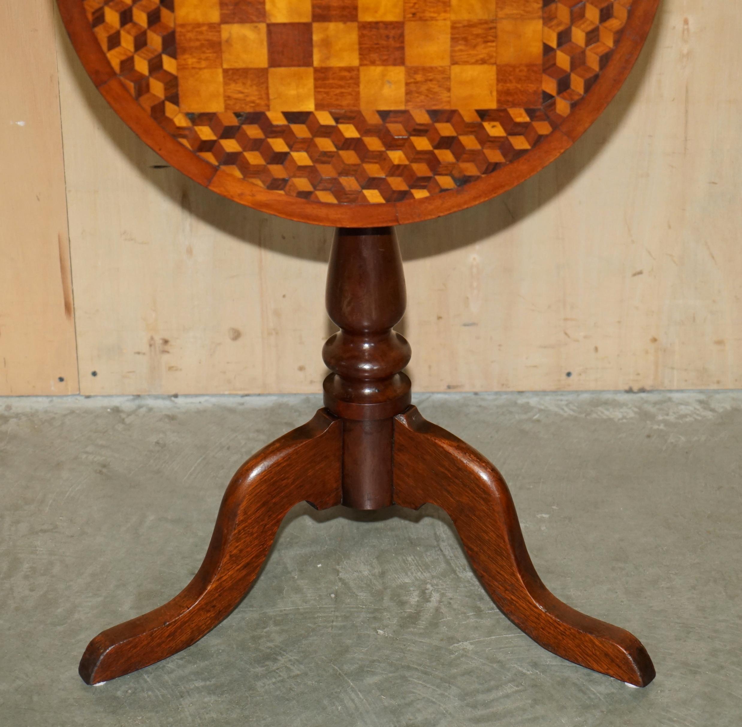 ANTIQUE ViCTORIAN WALNUT & HARDWOOD PARQUETRY INLAID TiLT TOP CHESS GAMES TABLE 5