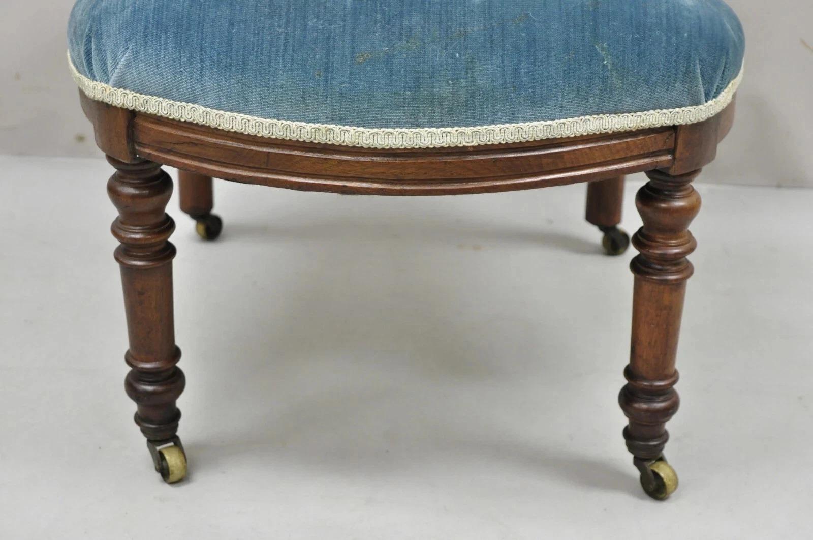 Antike viktorianische Nussbaum Ernte Obst geschnitzt Slipper Stuhl attr. J. & J.W. Meeks im Angebot 4