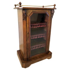 Antique Victorian Walnut Inlaid Music Cabinet