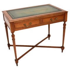 Antique Victorian Walnut Leather Top Desk / Writing Table