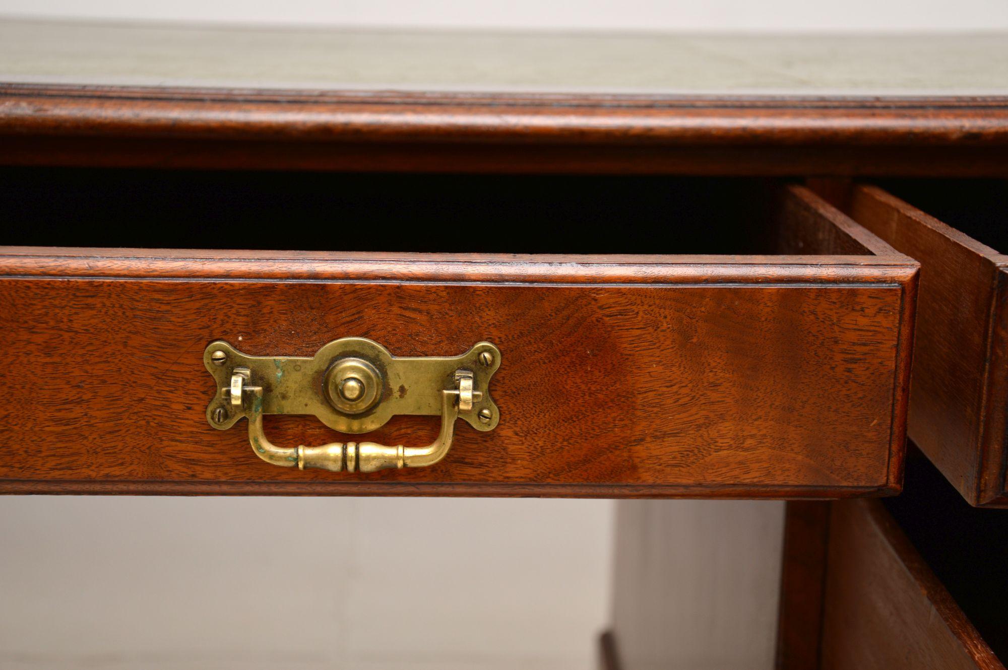 Antique Victorian Walnut Leather Top Partners Desk 7
