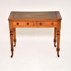 Antique Victorian Walnut Leather Top Writing Table / Desk