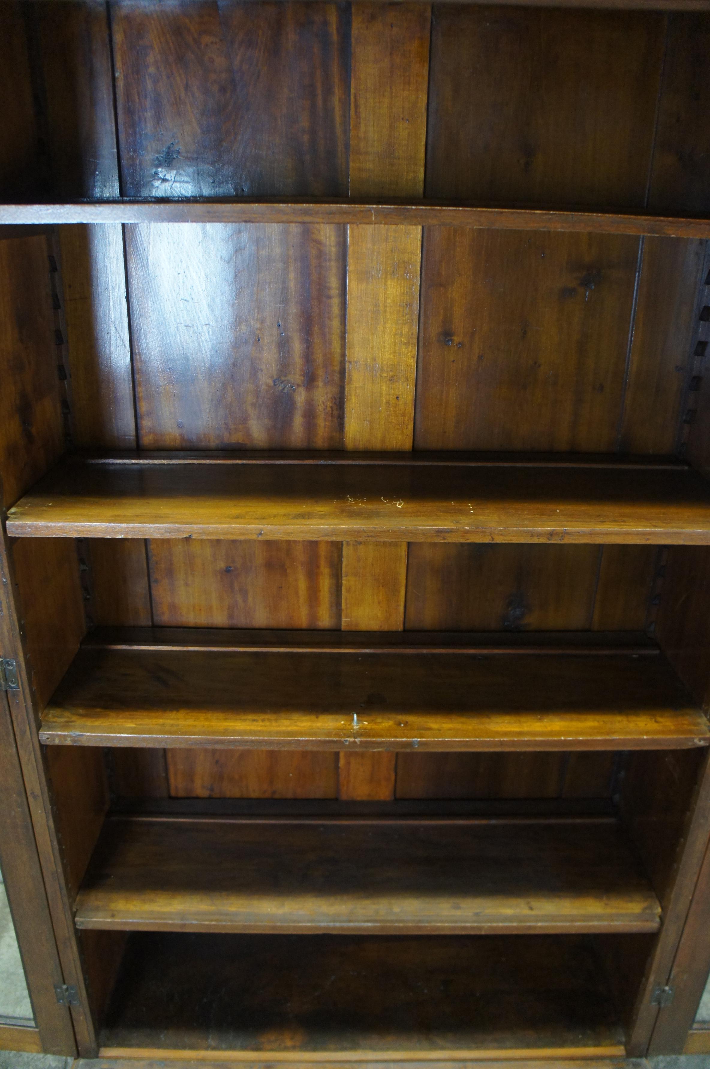 Antique Victorian Walnut Library Bookcase China Display Cabinet Fretwork 2