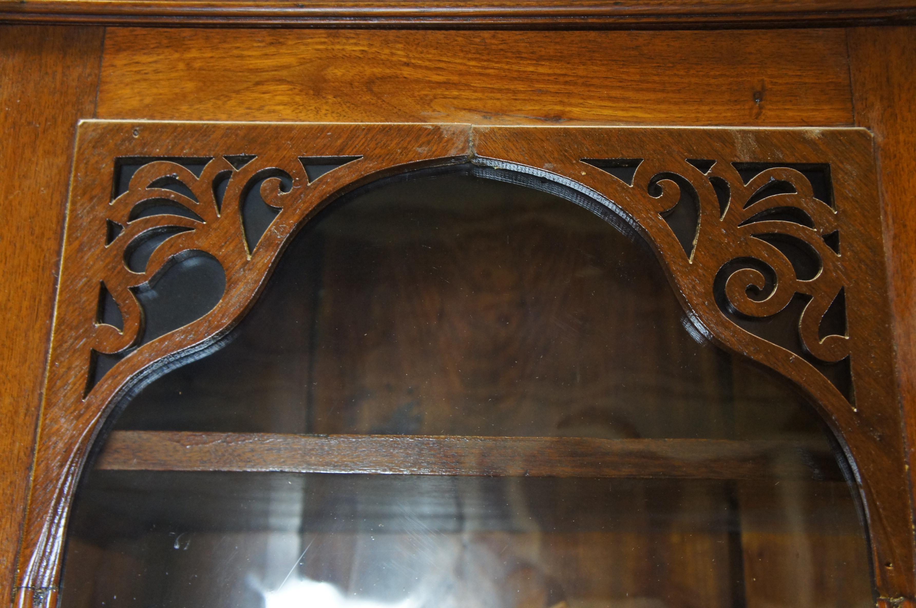 antique library bookcase with glass doors
