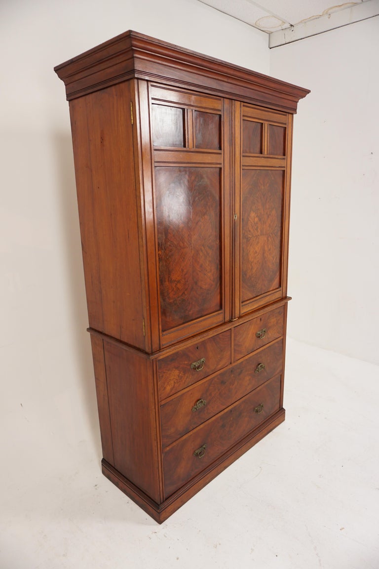 Scottish Antique Victorian Walnut Linen Press, Dresser, Closet, Scotland 1880, B2596 For Sale