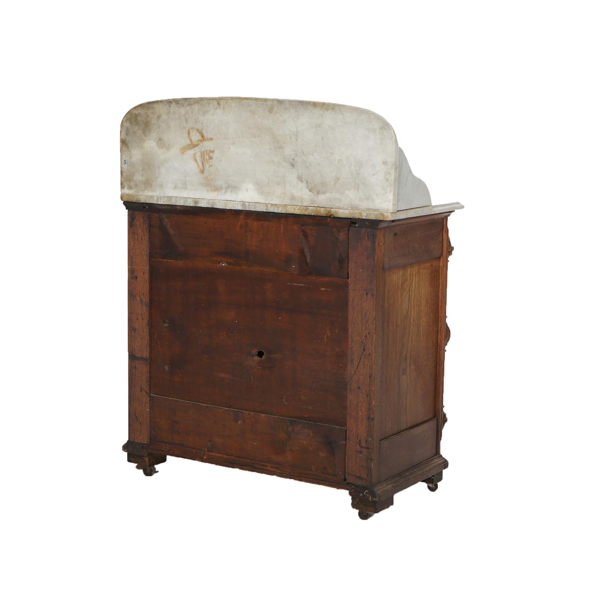 Antique Victorian Walnut Marble Top Commode Wash Stand Circa 1880 In Good Condition In Big Flats, NY