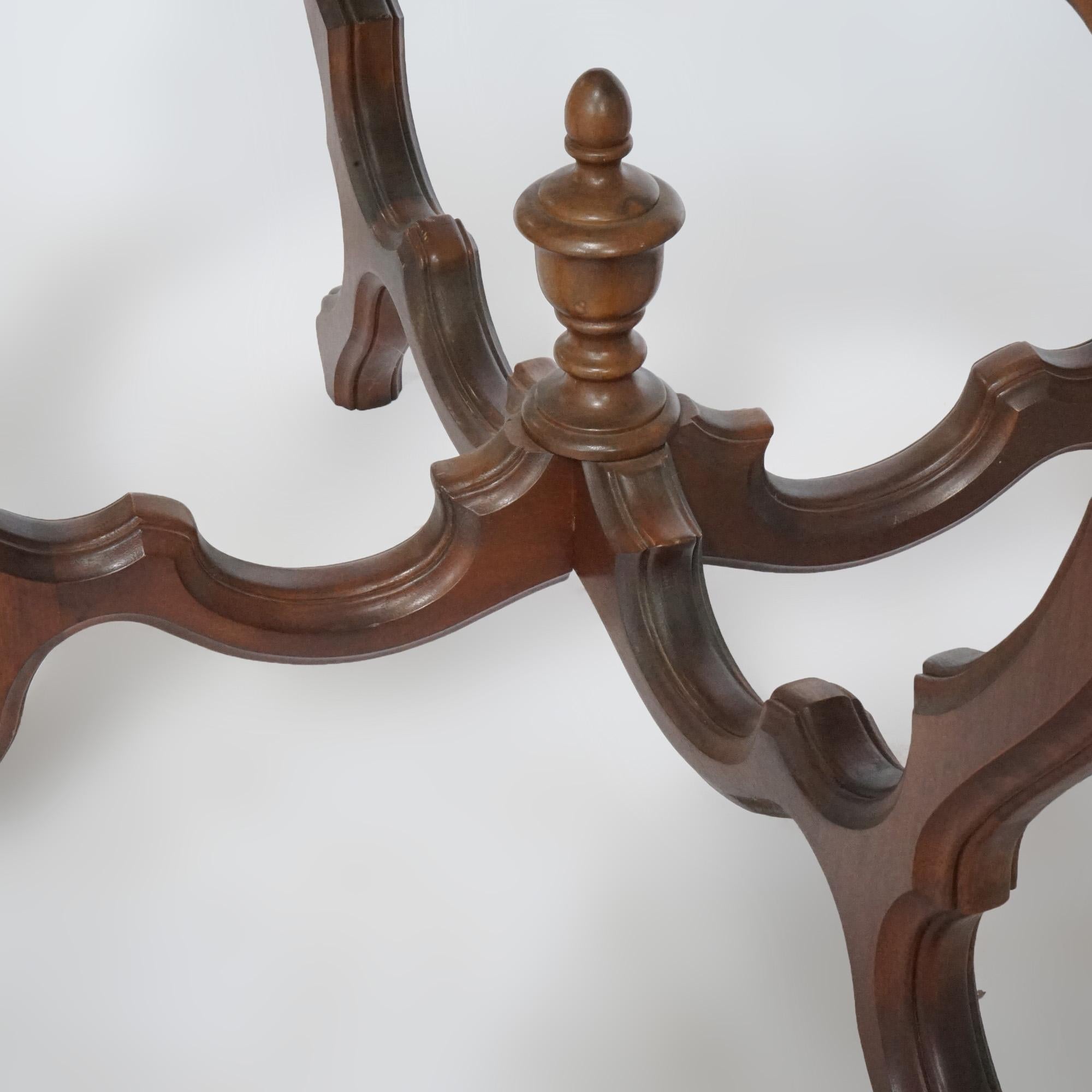 Antique Victorian Walnut & Marble Turtle Top Parlor Table, circa 1890 6