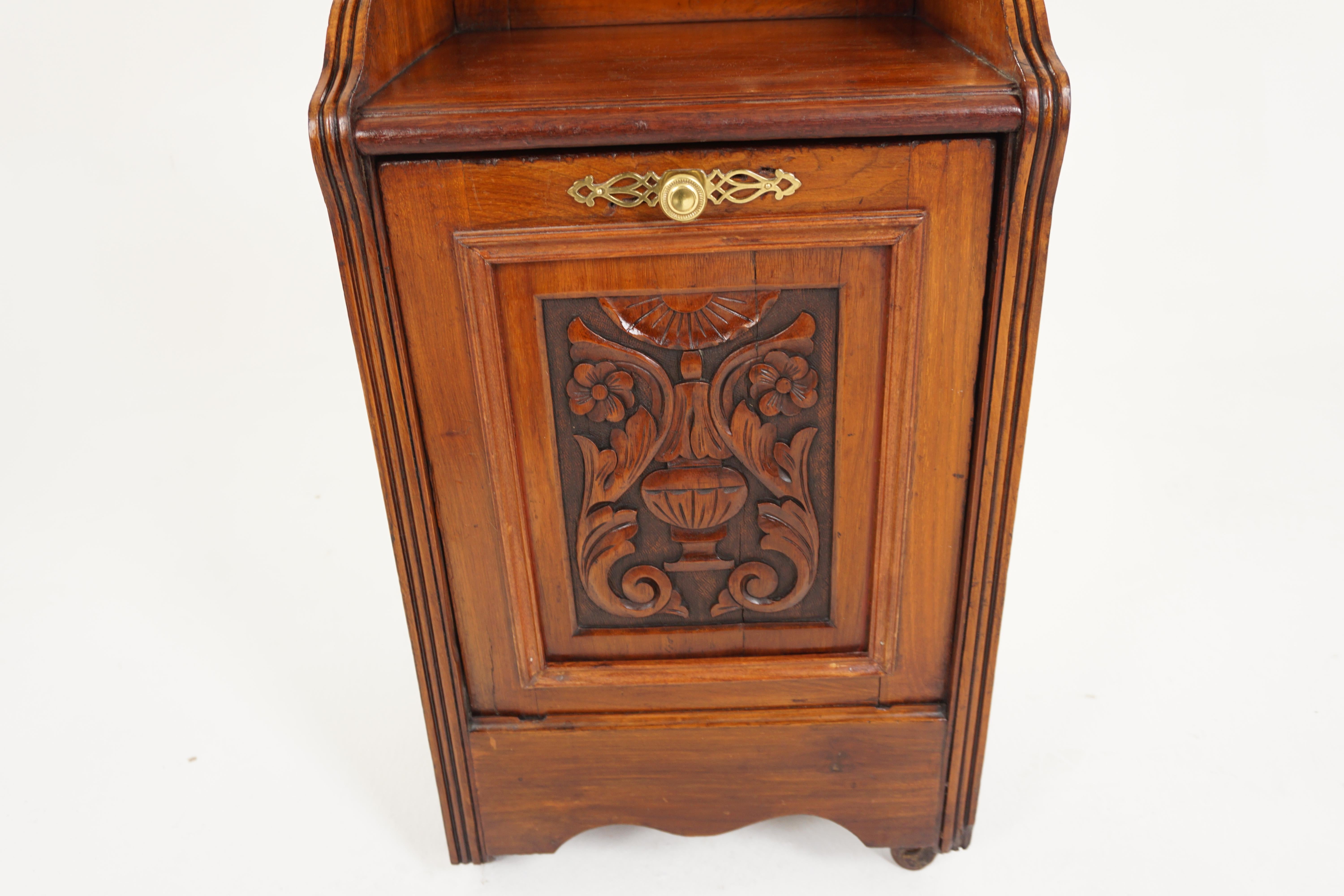 Hand-Crafted Antique Victorian Walnut Mirror Back Coal Box, Cabinet, Scotland 1880, H351 For Sale