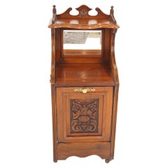 Used Victorian Walnut Mirror Back Coal Box, Cabinet, Scotland 1880, H351