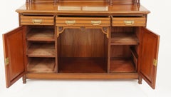 Antique Victorian Walnut Mirror Back Sideboard Buffet, Scotland 1880, H211
