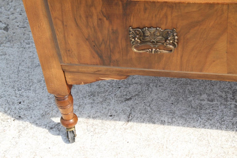 Antique Victorian Walnut Mirrored Vanity Dresser For Sale at 1stDibs