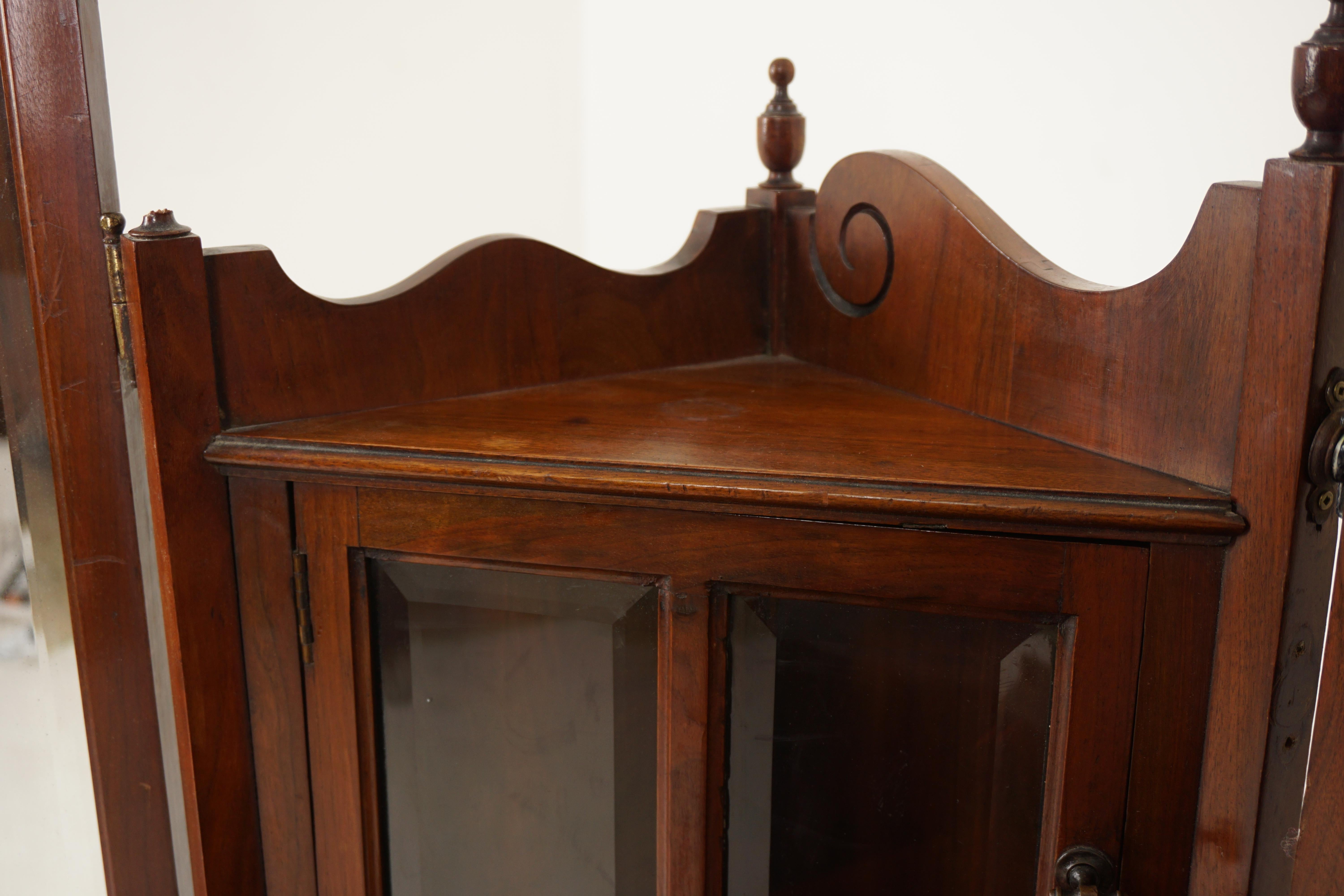 Oak Antique Victorian Walnut Mirrored Vanity, Dressing Chest, Scotland 1880, B2895