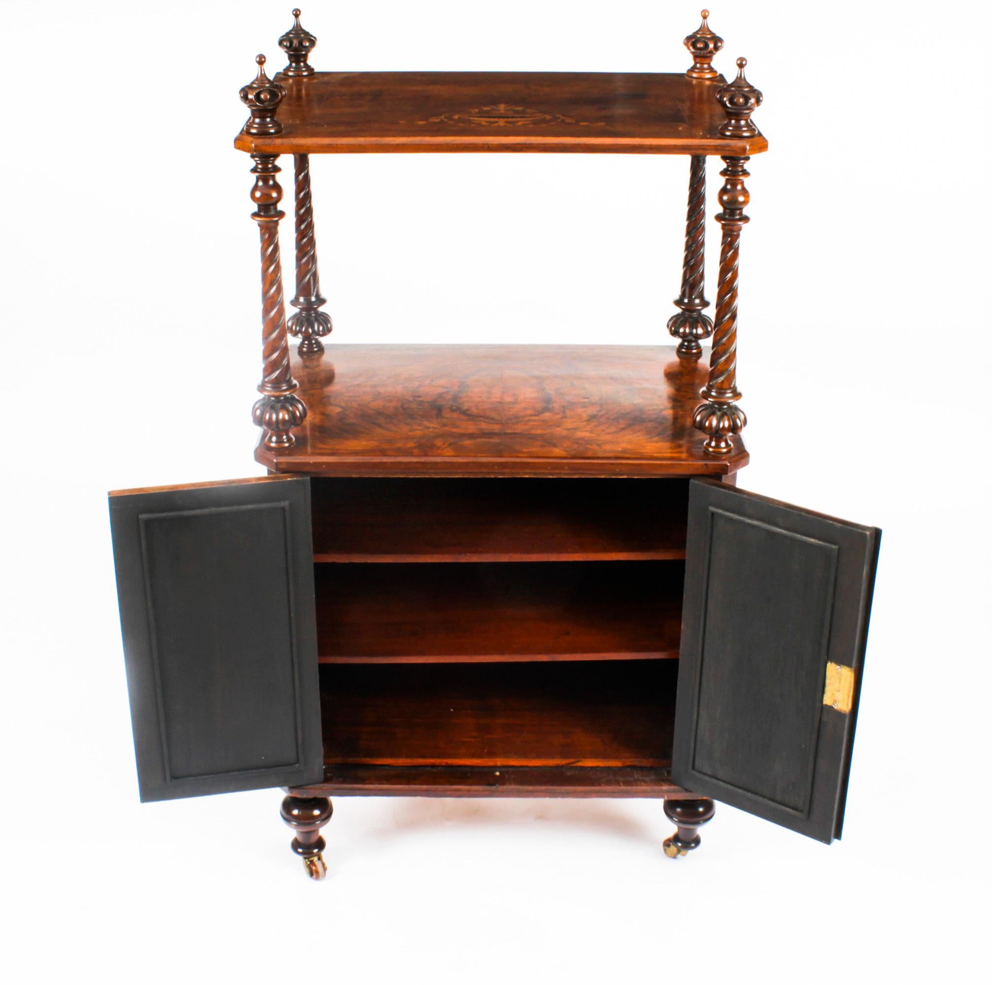 Antique Victorian Walnut Music Cabinet What Not 19th Century 7