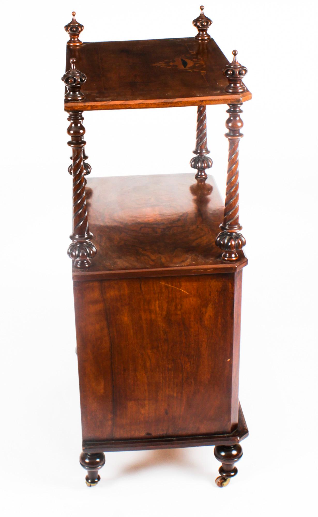 Antique Victorian Walnut Music Cabinet What Not 19th Century 9