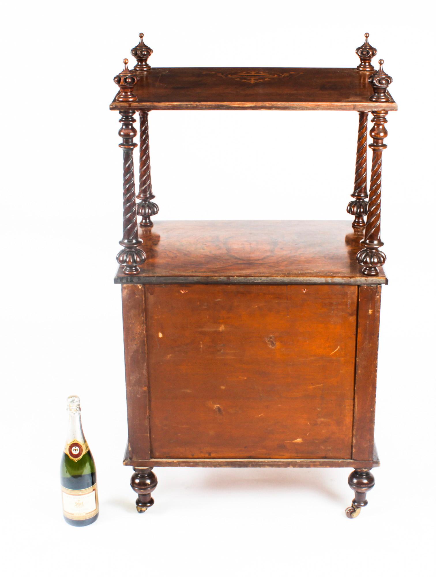 Antique Victorian Walnut Music Cabinet What Not 19th Century 14