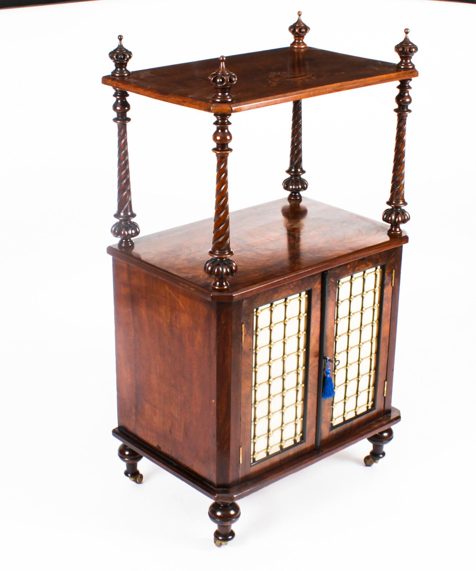 Antique Victorian Walnut Music Cabinet What Not 19th Century 15