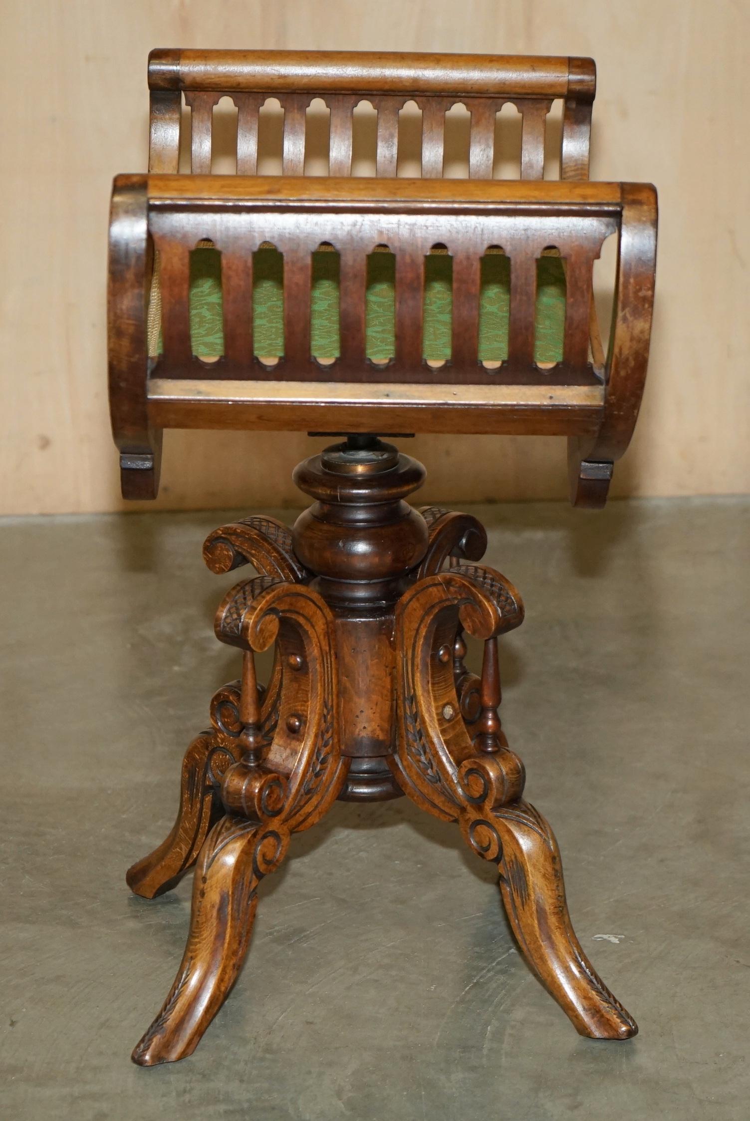 ANTIQUE ViCTORIAN WALNUT MUSIC DRESSING TABLE STOOL DECORATIVE BASE CURved SEAT im Angebot 5
