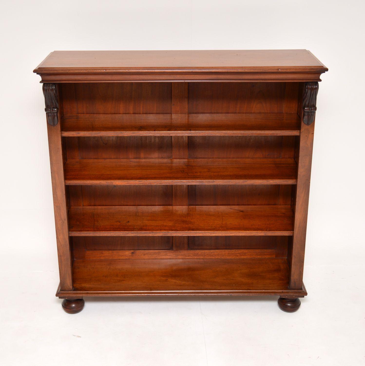 An amazing antique Victorian open bookcase in solid walnut. This was made in England, it dates from around the 1860-80’s.

The quality is outstanding, it’s a beautifully designed and very practical piece. The solid walnut carcass has lovely