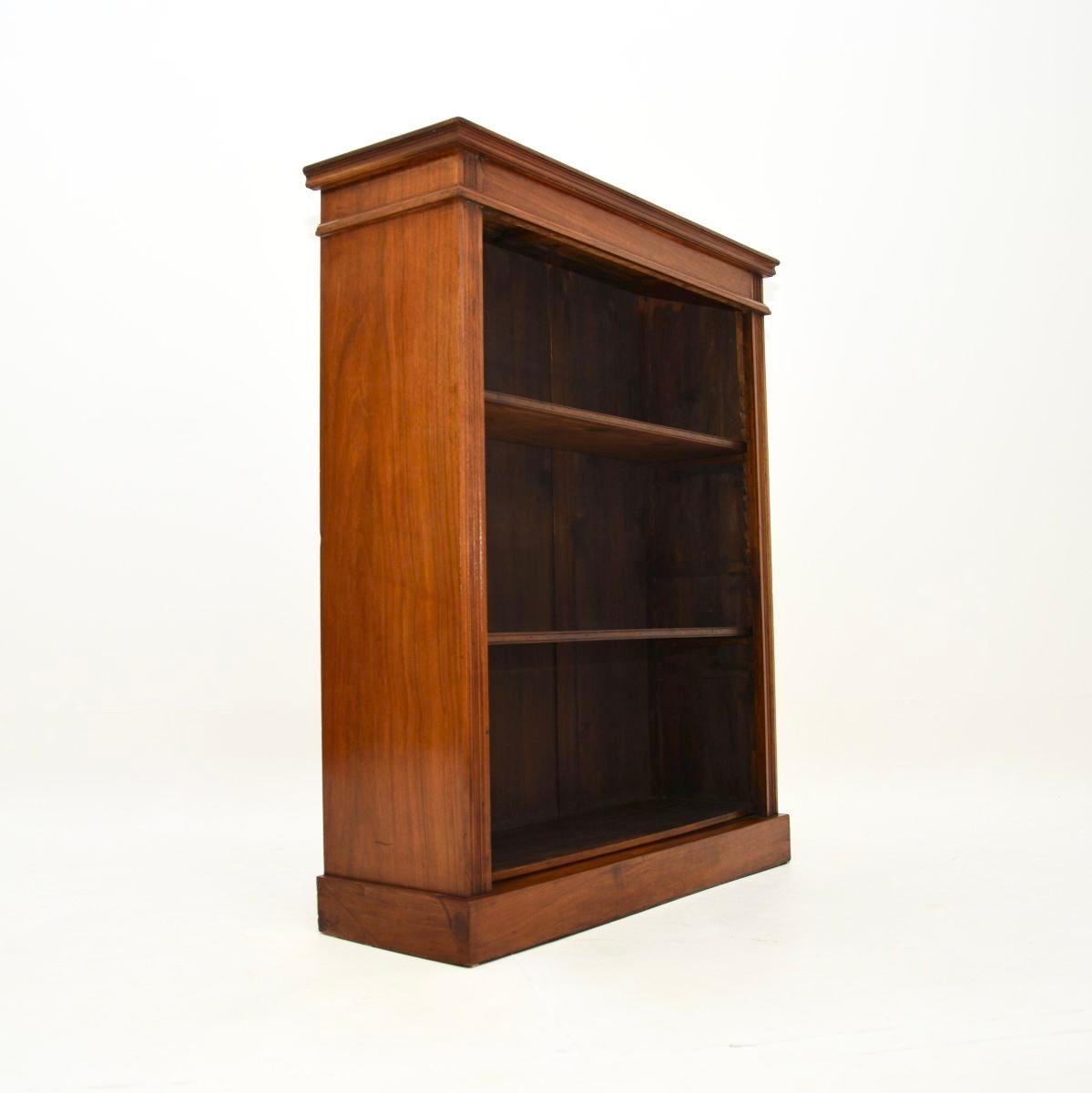 High Victorian Antique Victorian Walnut Open Bookcase For Sale