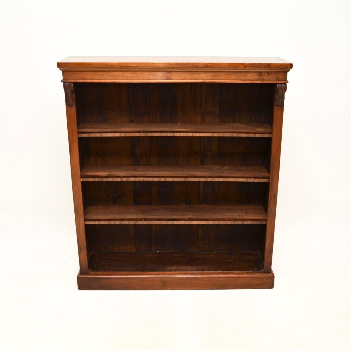 British Antique Victorian Walnut Open Bookcase