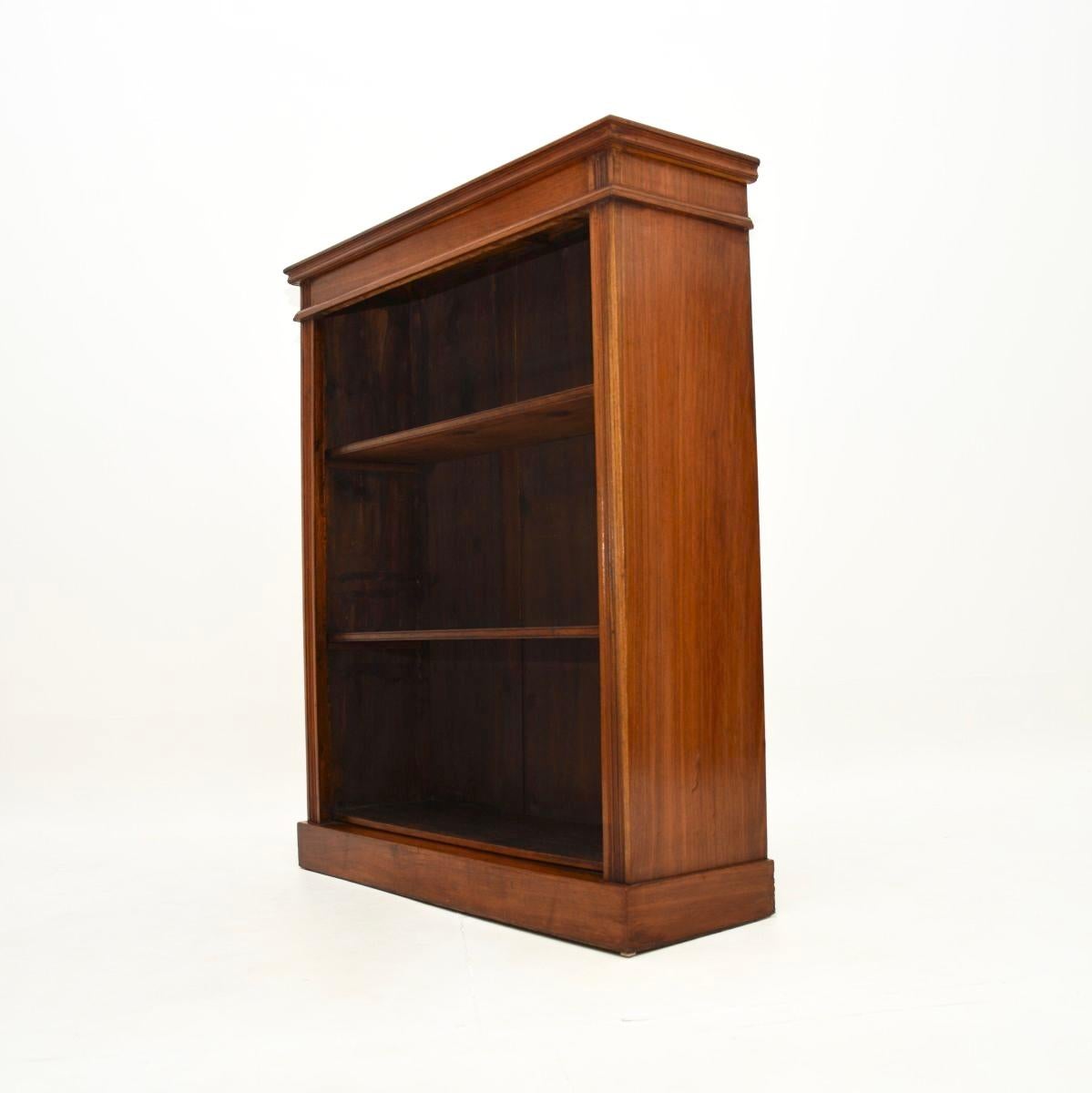 British Antique Victorian Walnut Open Bookcase For Sale