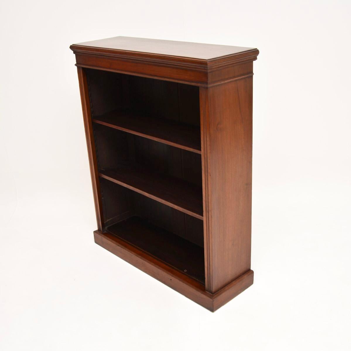 Antique Victorian Walnut Open Bookcase 1