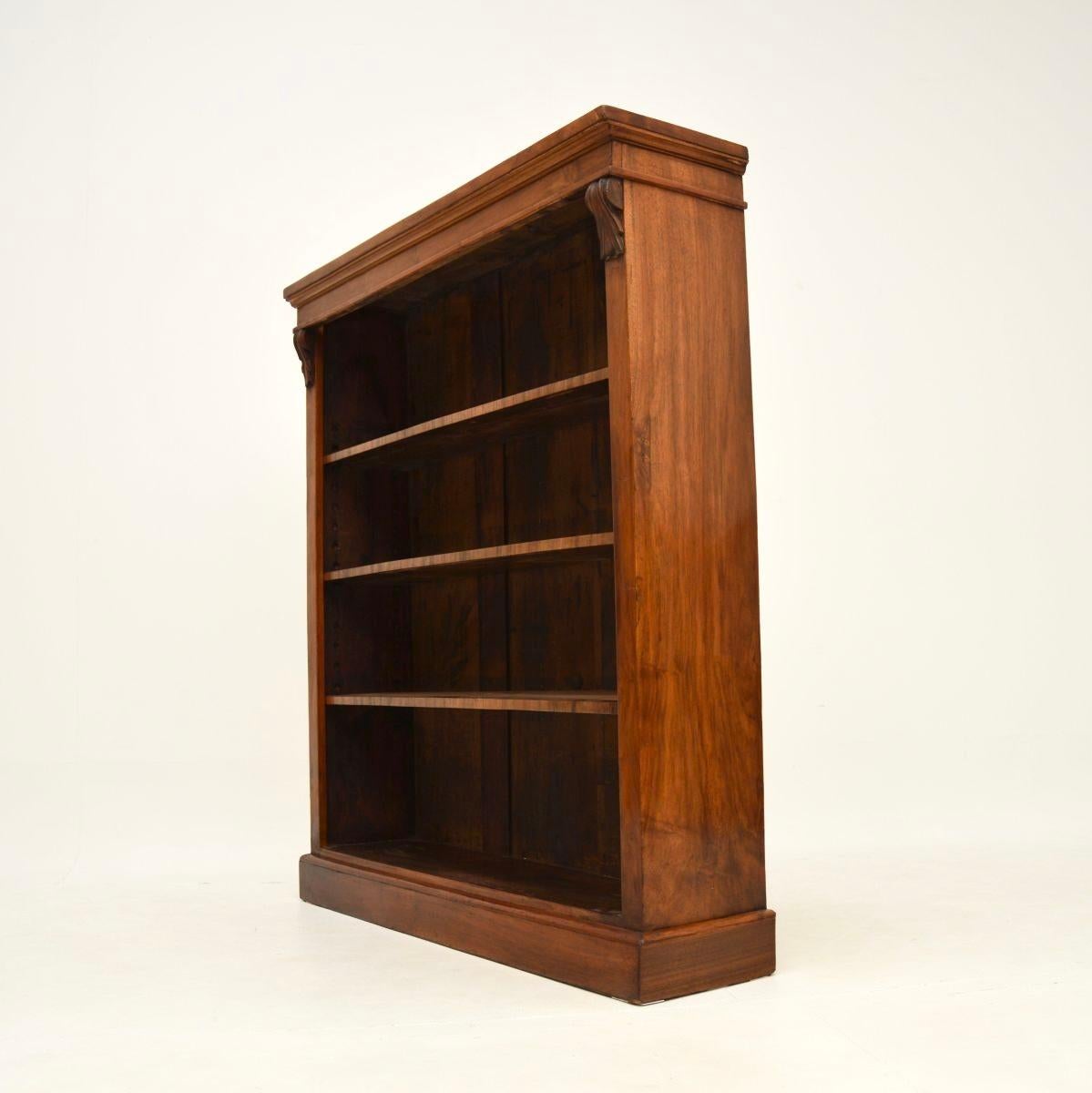 Mid-19th Century Antique Victorian Walnut Open Bookcase