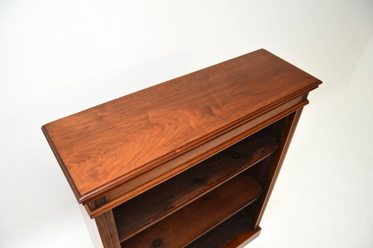 Mid-19th Century Antique Victorian Walnut Open Bookcase For Sale