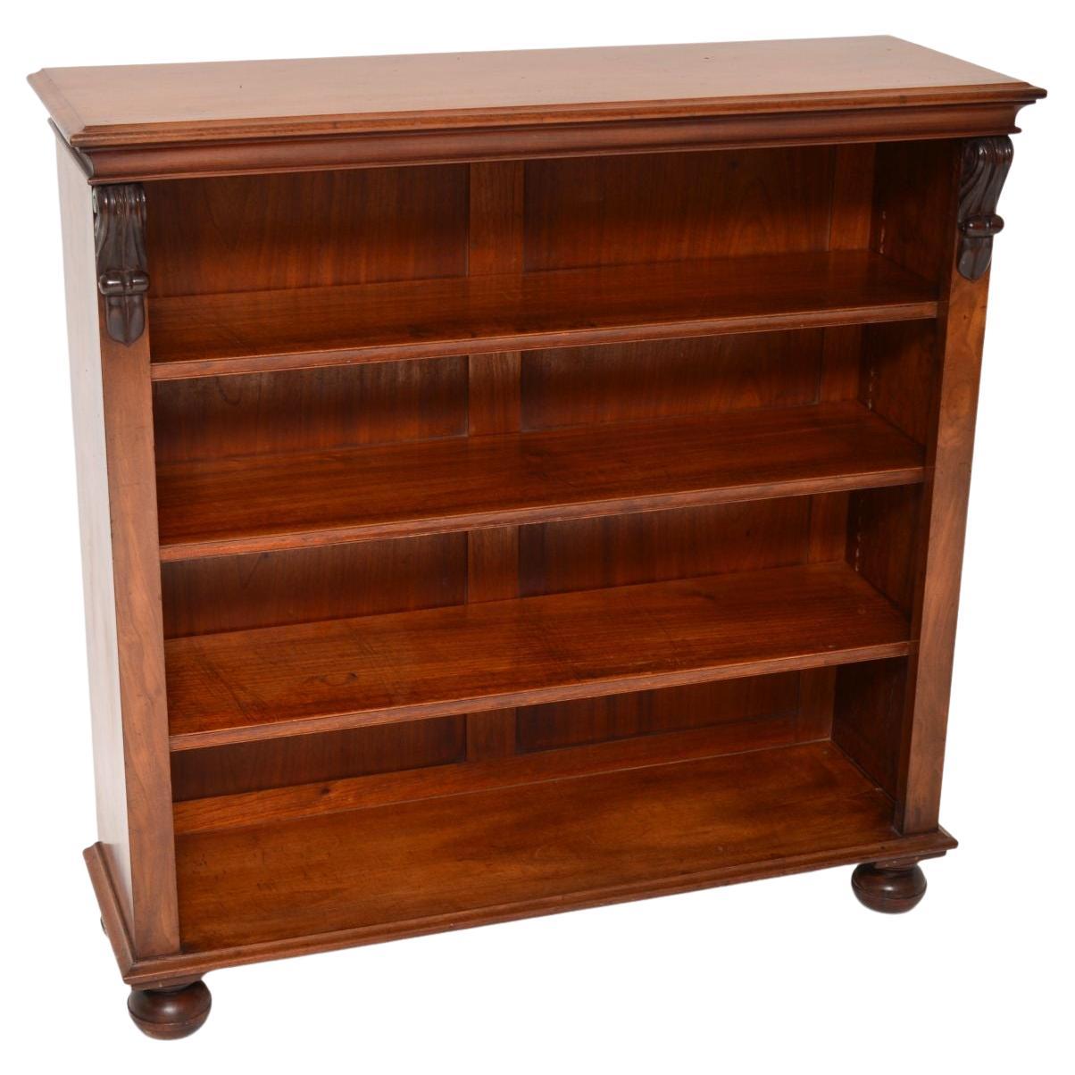 Antique Victorian Walnut Open Bookcase