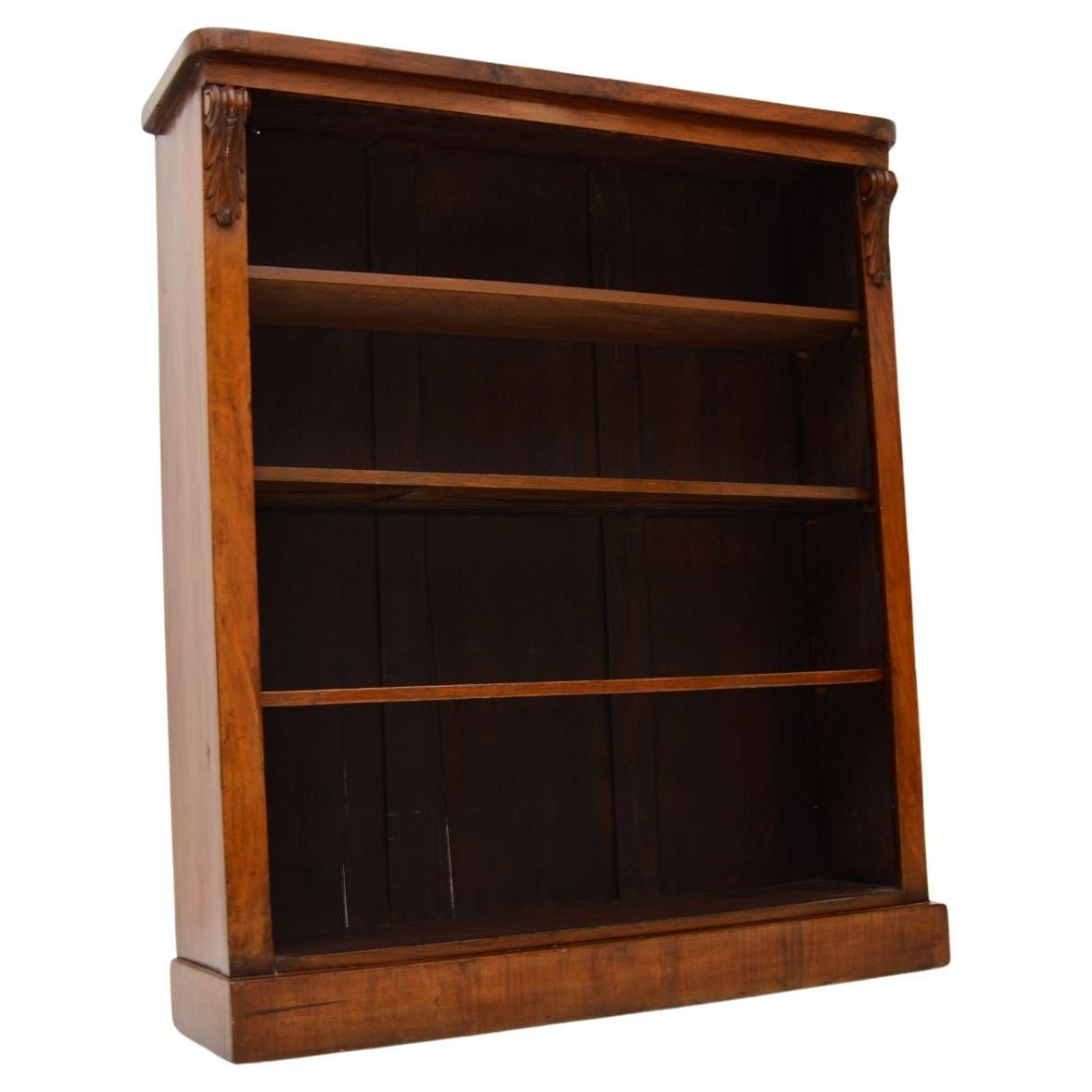 Antique Victorian Walnut Open Bookcase For Sale