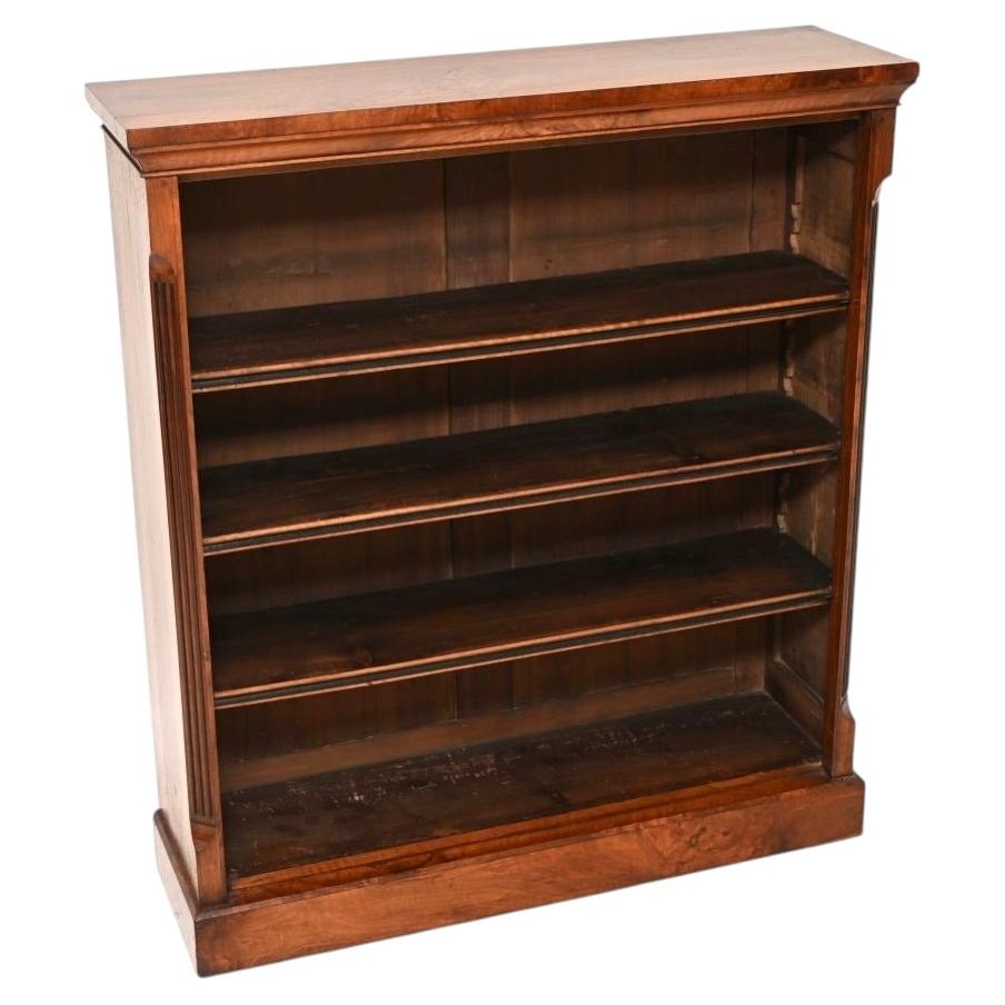 Antique Victorian Walnut Open Bookcase