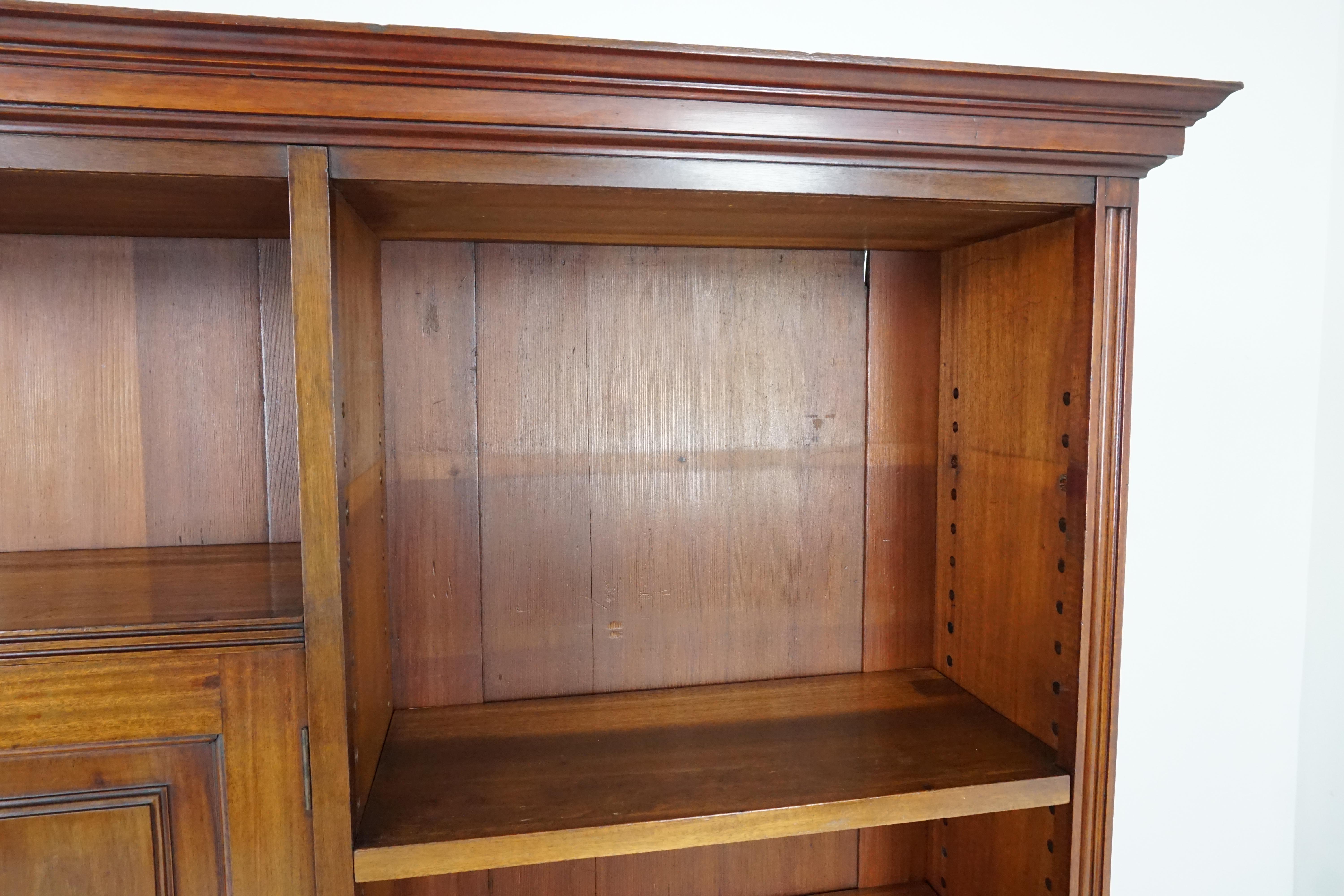 Late 19th Century Antique Victorian Walnut Open Bookcase, Scotland 1875, H519 For Sale