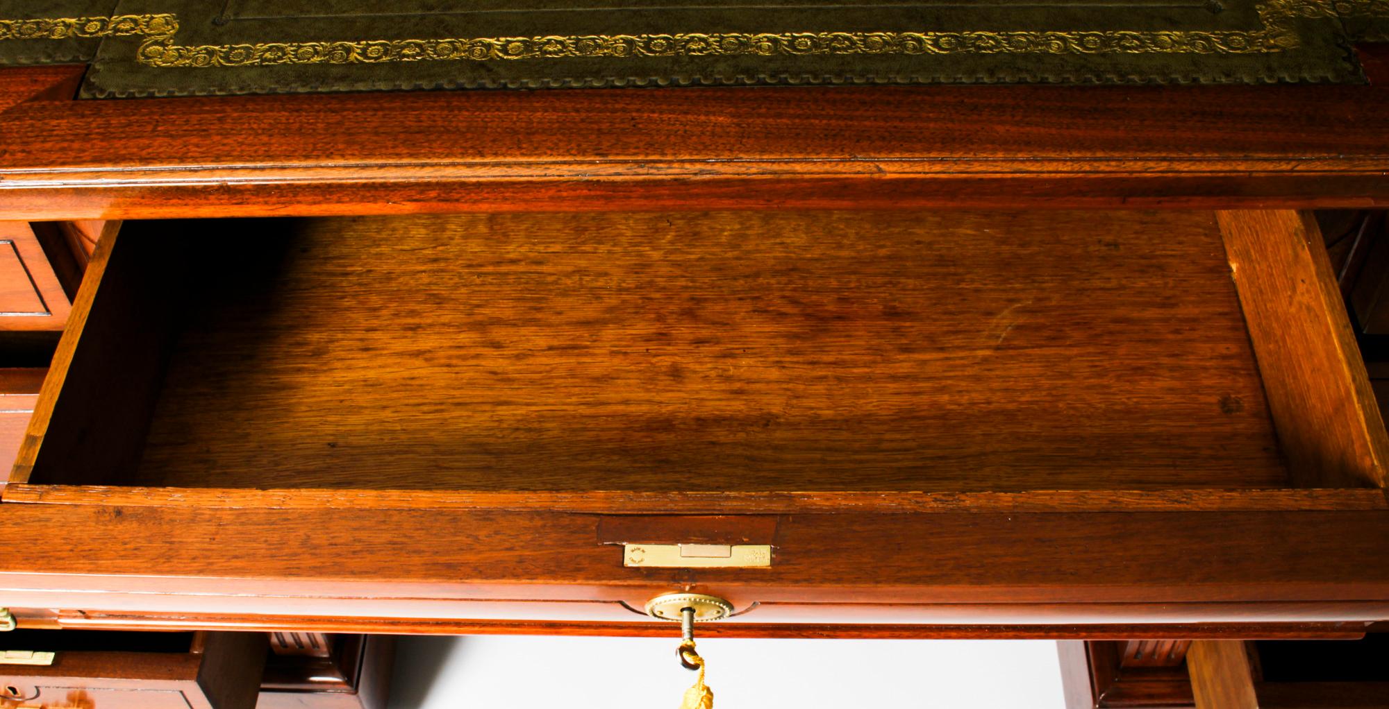Antique Victorian Walnut Pedestal Desk 19th Century 11
