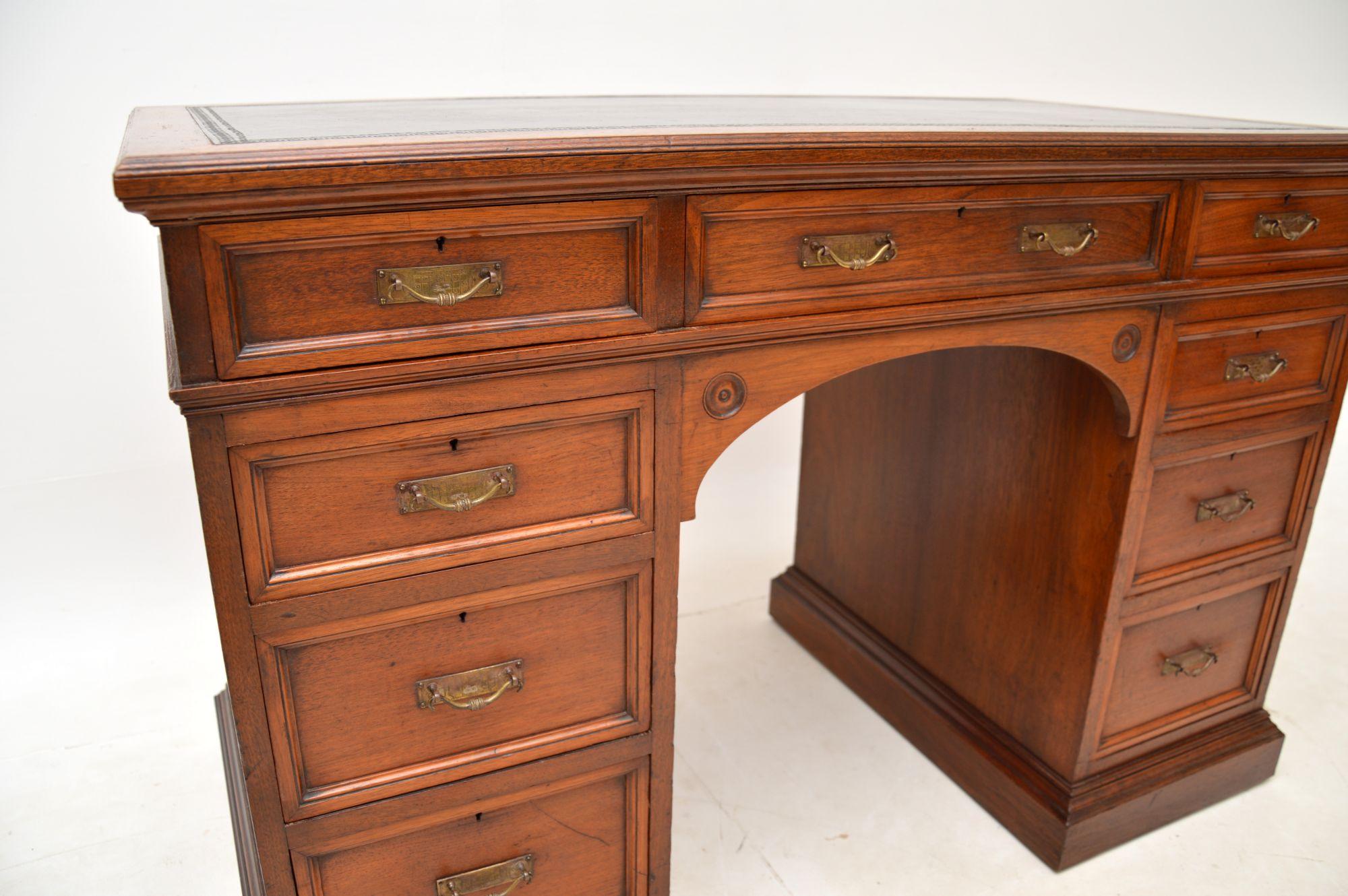 Antique Victorian Walnut Pedestal Desk by Howard & Sons 4