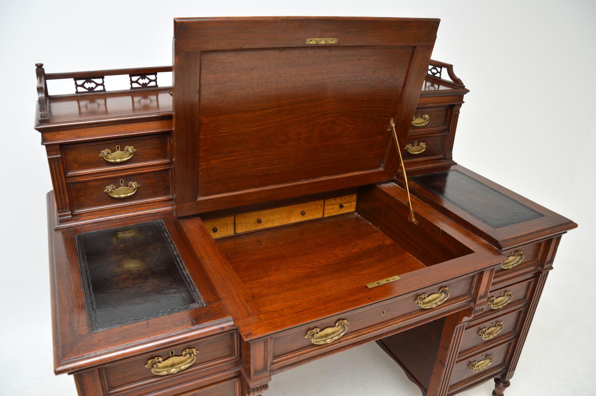 Antique Victorian Walnut Pedestal Desk by James Shoolbred For Sale at