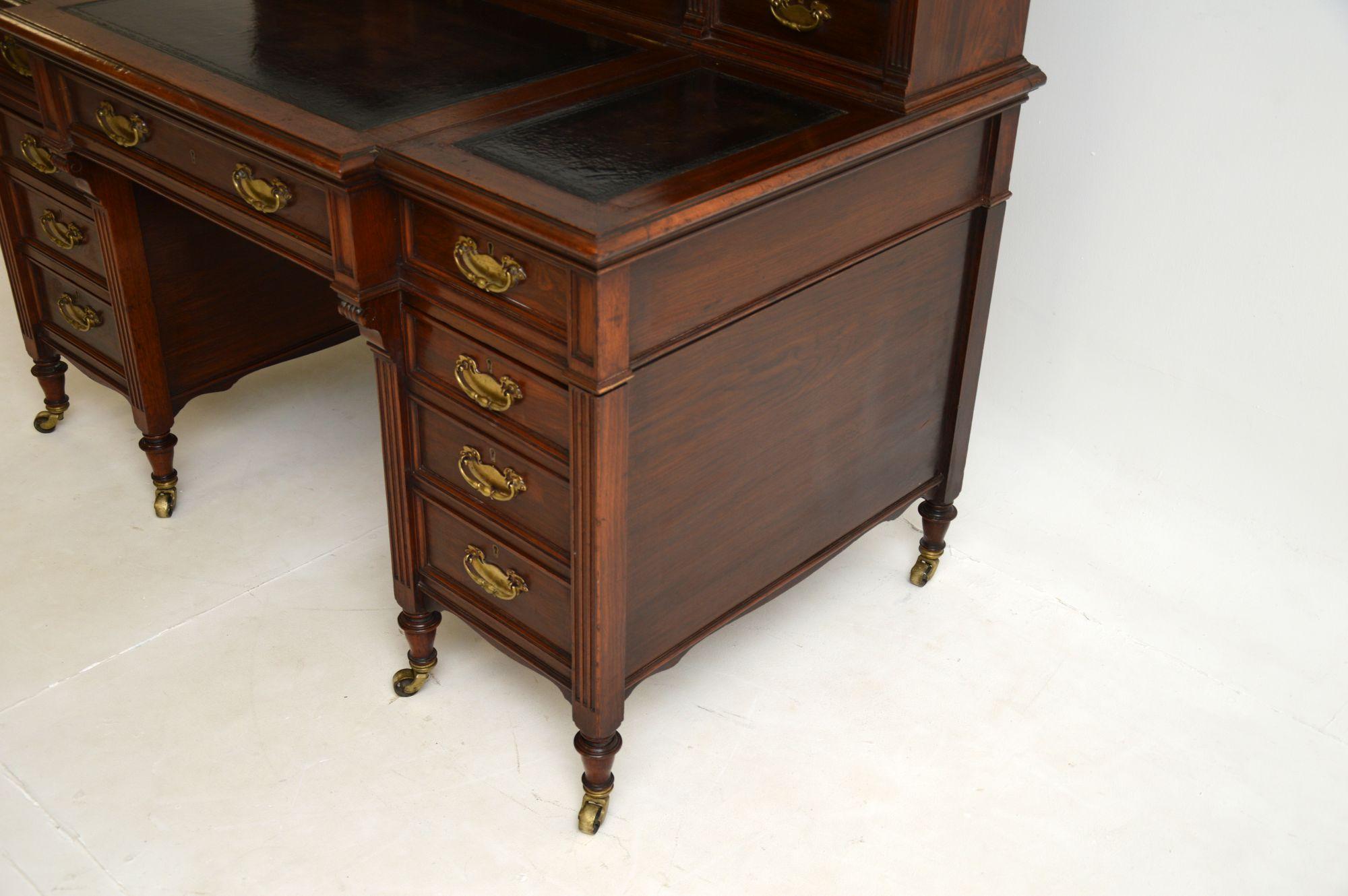 Antique Victorian Walnut Pedestal Desk by James Shoolbred For Sale at