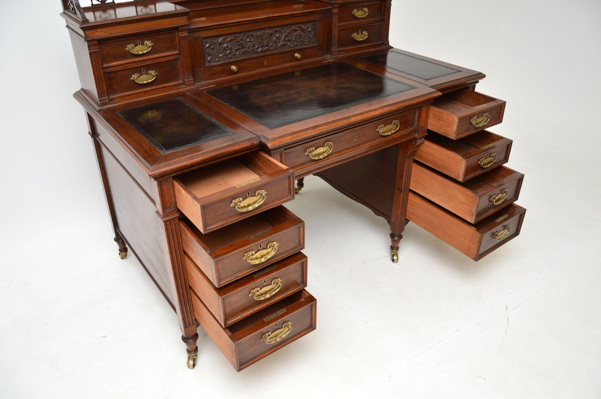Antique Victorian Walnut Pedestal Desk by James Shoolbred For Sale at