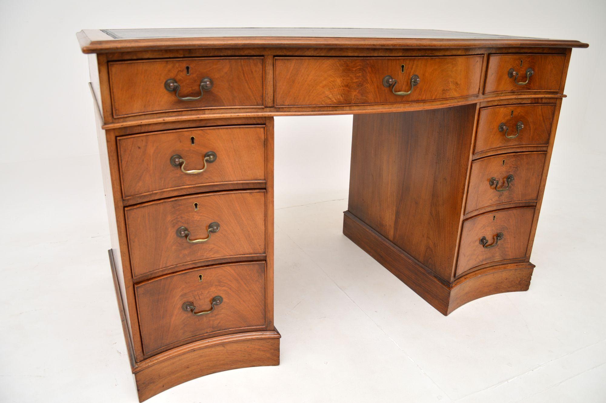 Antique Victorian Walnut Pedestal Desk 2