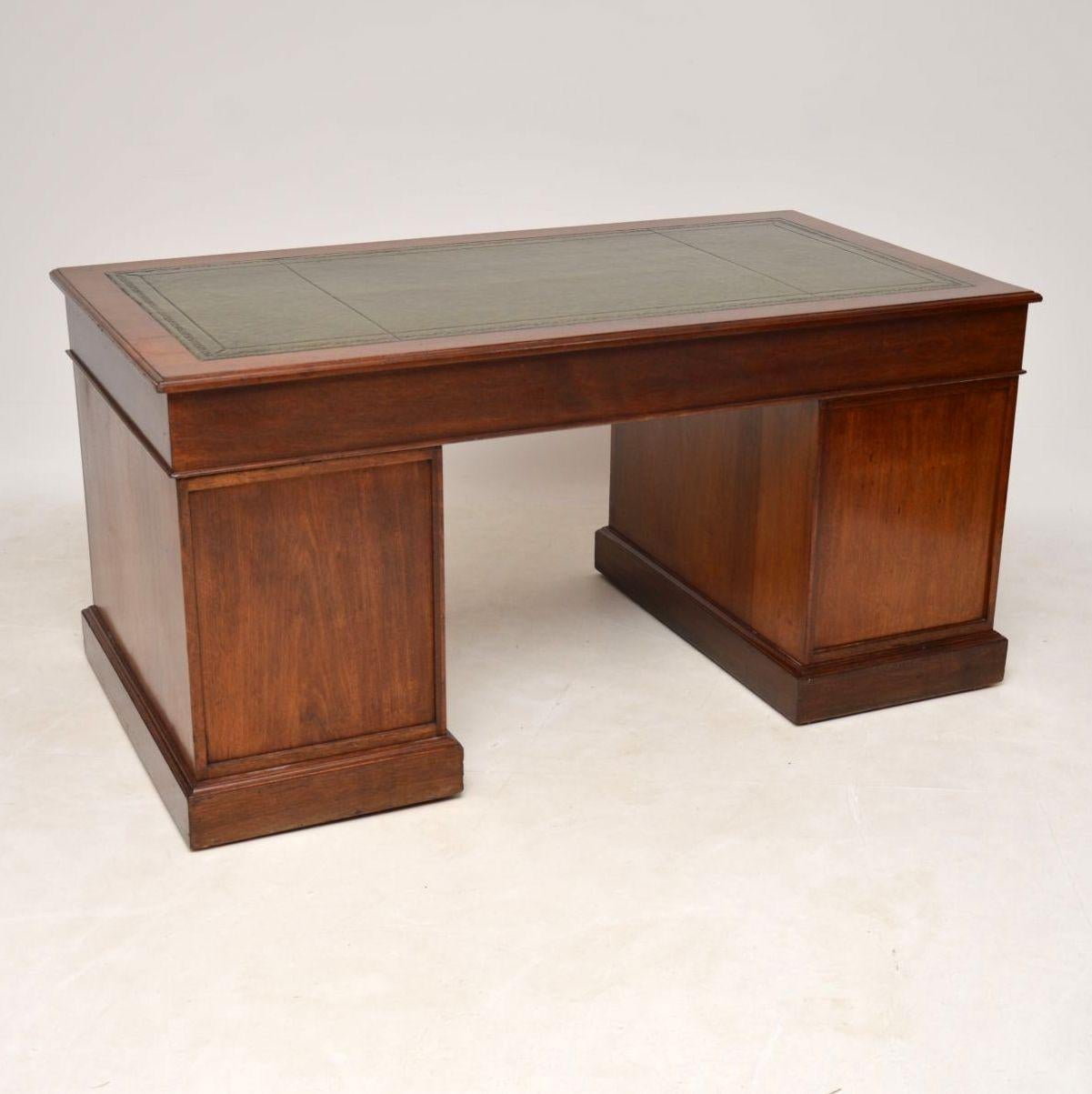 Antique Victorian Walnut Pedestal Desk 4