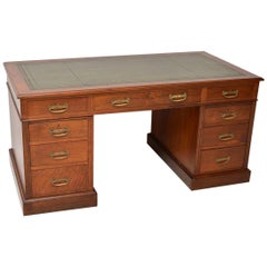 Antique Victorian Walnut Pedestal Desk