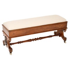 Antique Victorian Walnut Piano Duet Stool / Bench