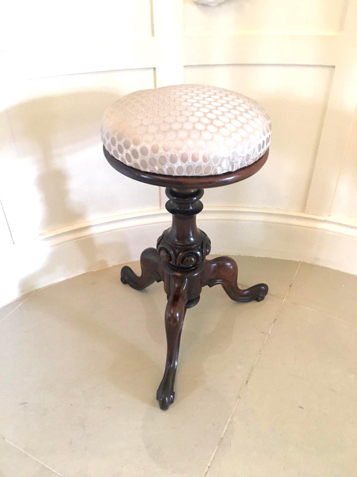 Antique Victorian Walnut Piano Stool For Sale 2