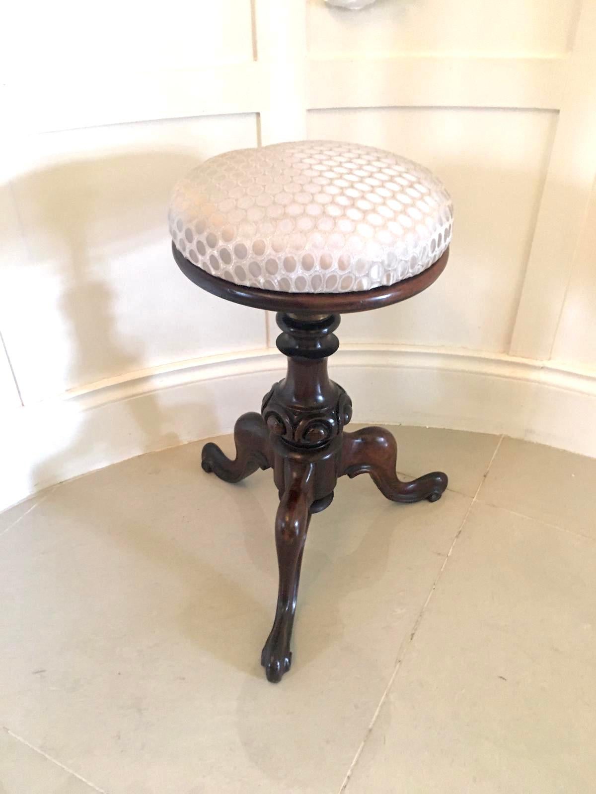 Antique Victorian Walnut Piano Stool For Sale 3