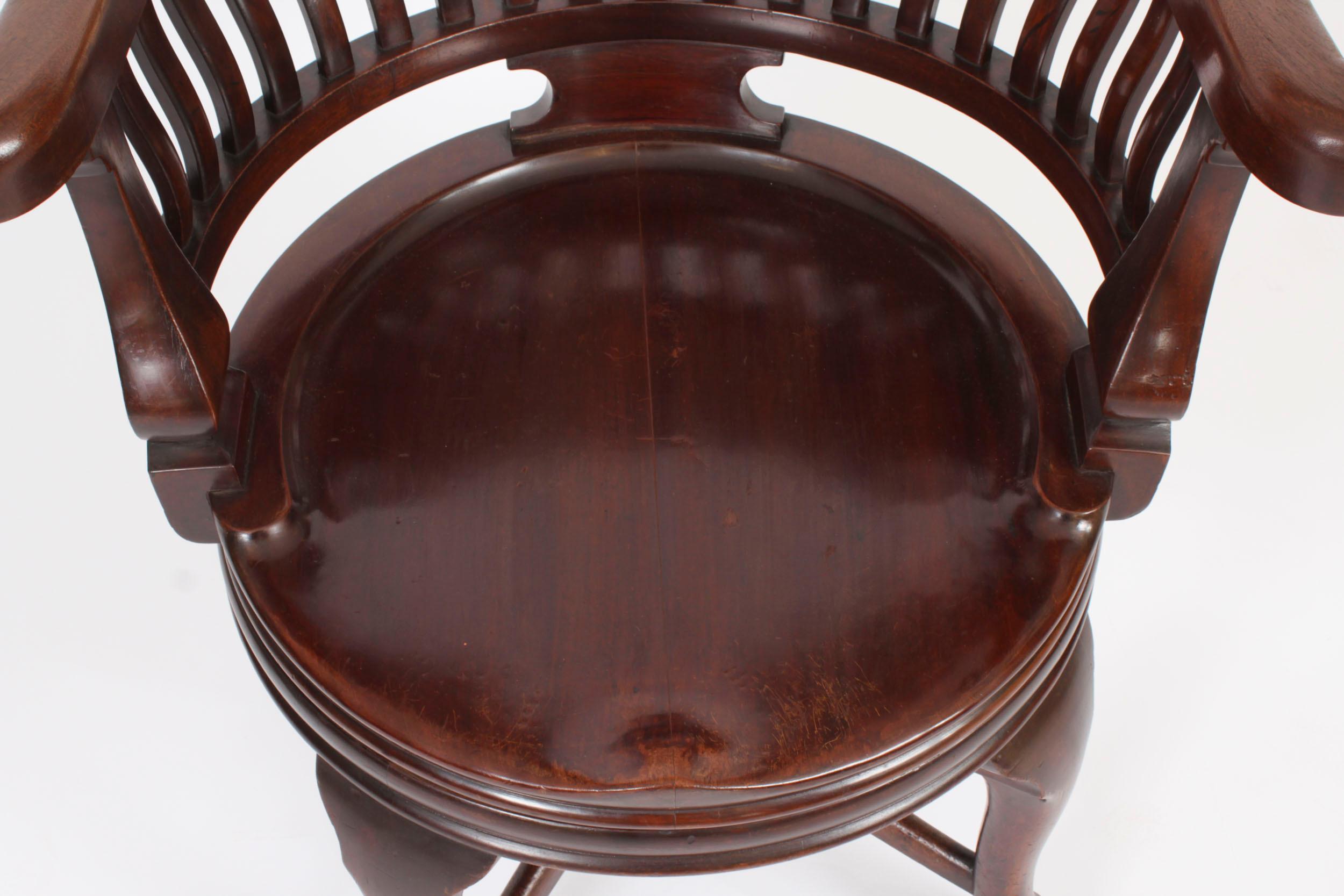 Antique Victorian Walnut Revolving Desk Chair c.1880 19th Century In Good Condition For Sale In London, GB