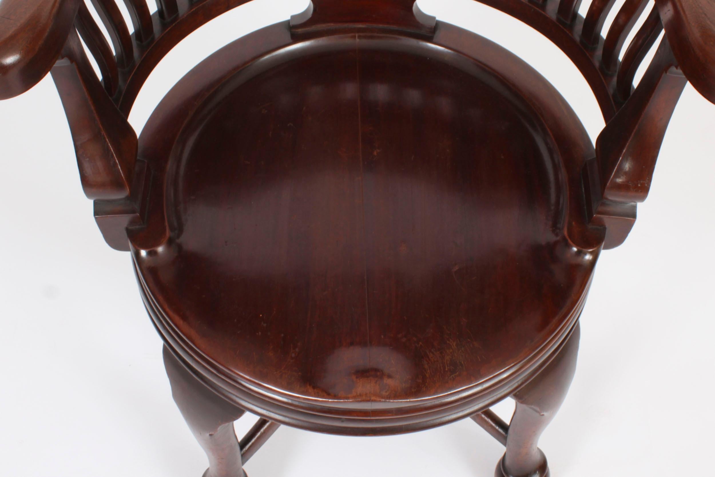 Antique Victorian Walnut Revolving Desk Chair c.1880 19th Century For Sale 4