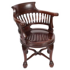 Antique Victorian Walnut Revolving Desk Chair c.1880 19ème siècle