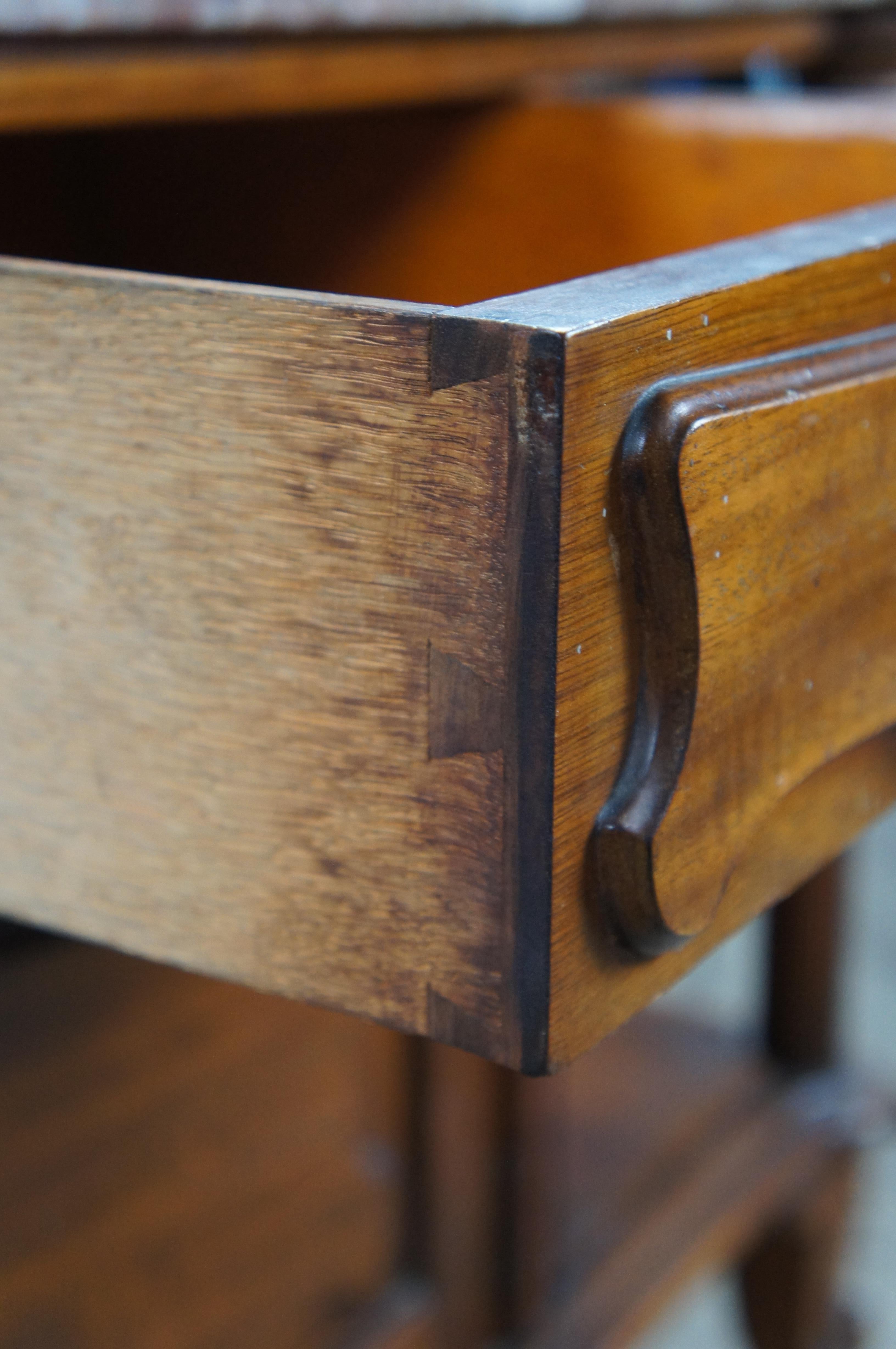 19th Century Antique Victorian Walnut Rouge Marble Top Wash Stand Console Sideboard Server For Sale