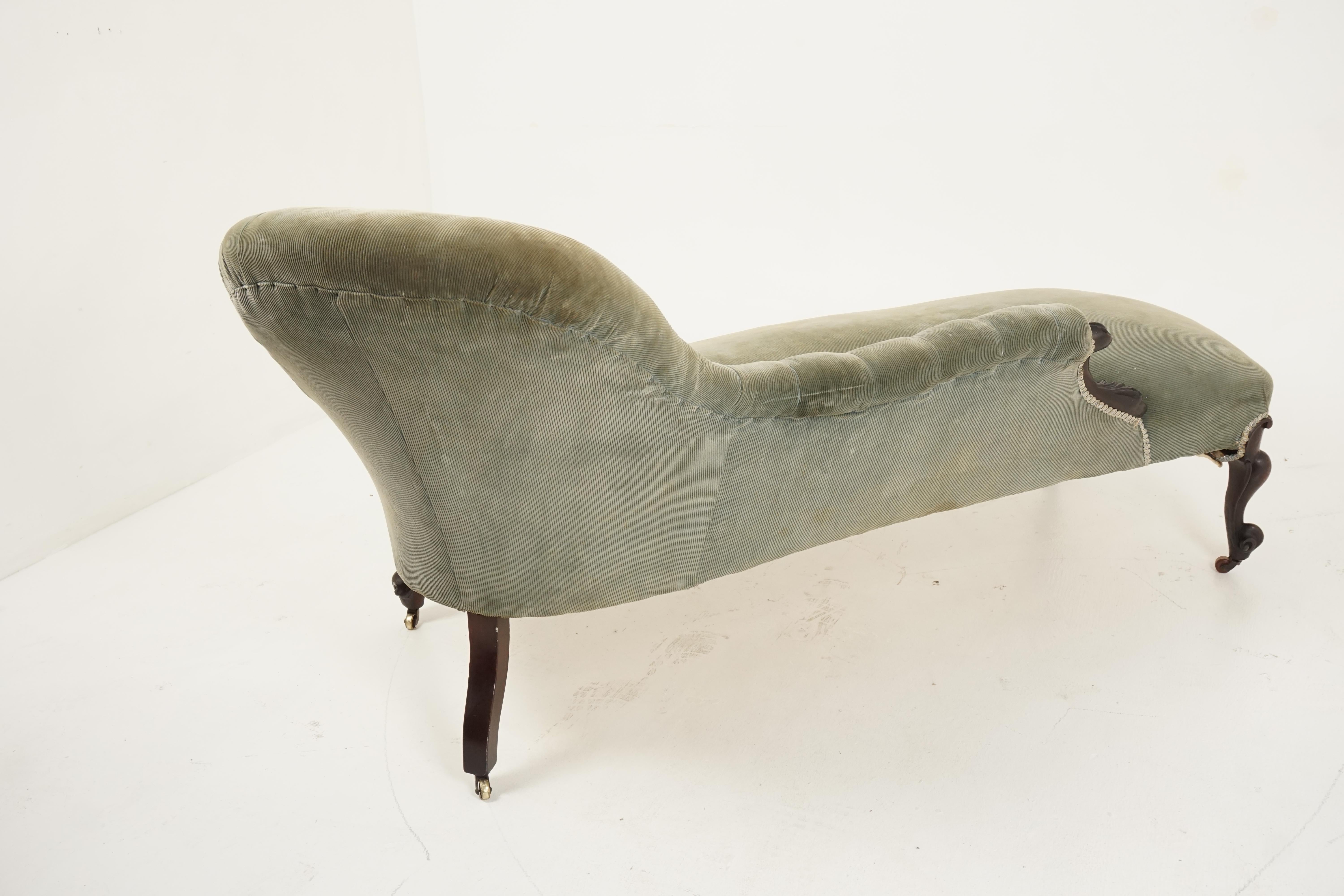 Antique Victorian Walnut Serpentine Chaise Lounge, Sofa, Scotland 1870 B2699 1